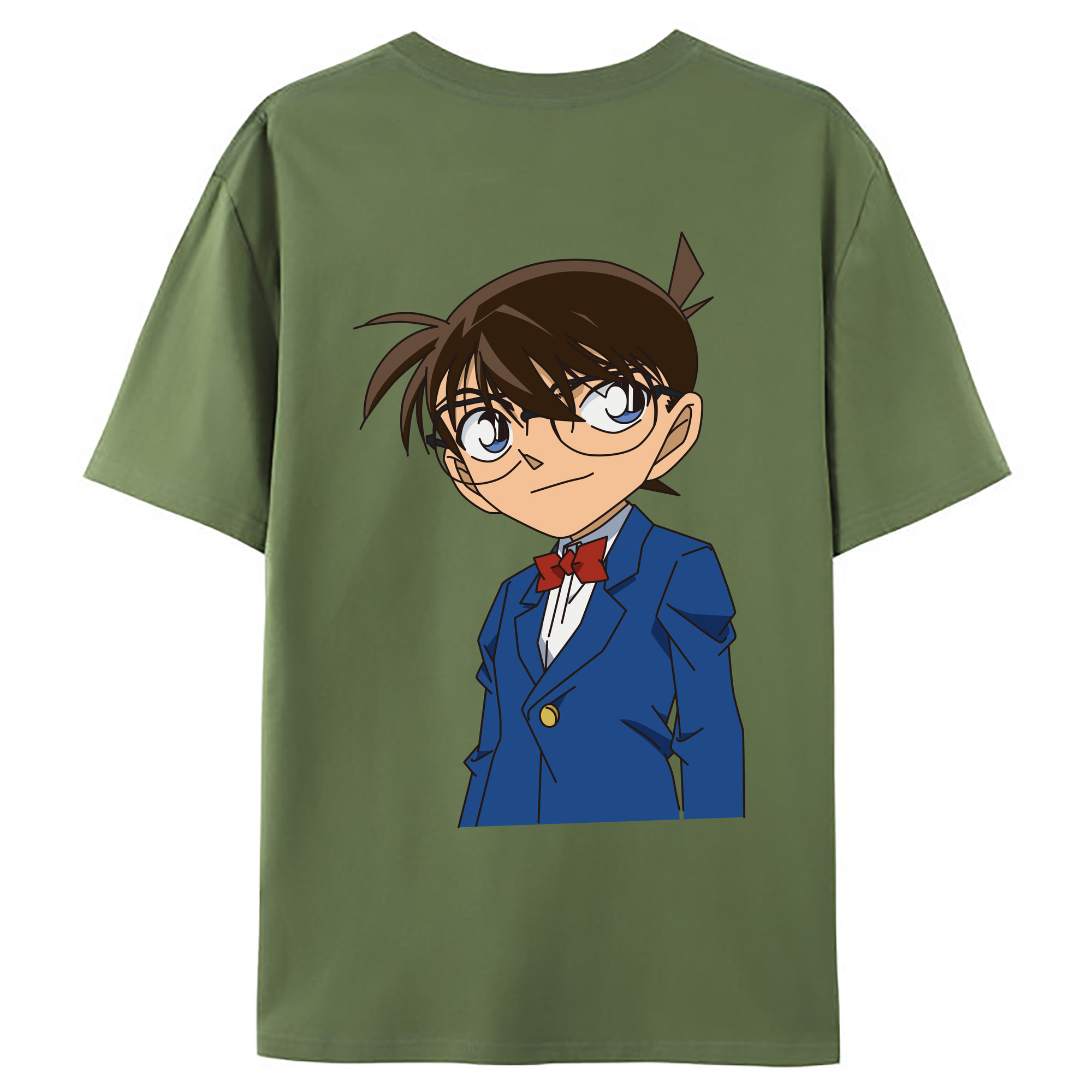 （画像用） 名探偵コナン 江戸川 コナン Detective Conan Conan Edogawa 綿100％ メンズ半袖Tシャツ（バックプリント） 通気性